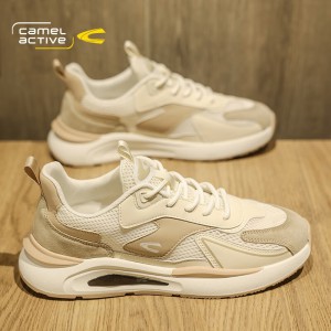 骆驼动感（camel active）男鞋子男2023夏季休闲鞋男士透气网面老爹鞋男款运动鞋 米/沙 42